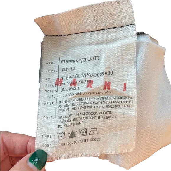 MARNI x Current Elliott 0 Jeans The Easy Trouser Button Fly Cropped - Picture 8 of 10